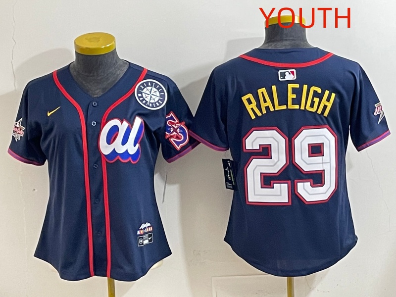 Youth 2025 Seattle Mariners #29 Raleigh dark Blue All star Nike MLB Jersey style 014